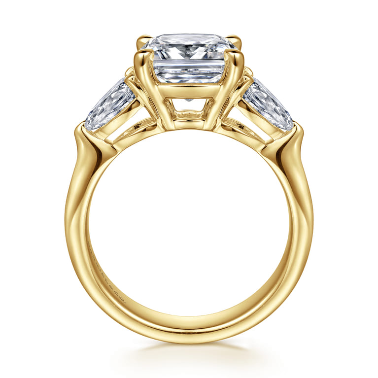 Anabelle - 14K Yellow Gold Cushion Cut Three Stone Diamond Engagement Ring - 0.75 ct - Shot 2