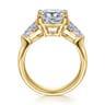 Anabelle - 14K Yellow Gold Cushion Cut Three Stone Diamond Engagement Ring - 0.75 ct