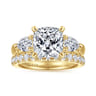 Anabelle - 14K Yellow Gold Cushion Cut Three Stone Diamond Engagement Ring - 0.75 ct