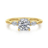 Dela - 14K Yellow Gold Cushion Cut Three Stone Diamond Engagement Ring - 0.17 ct