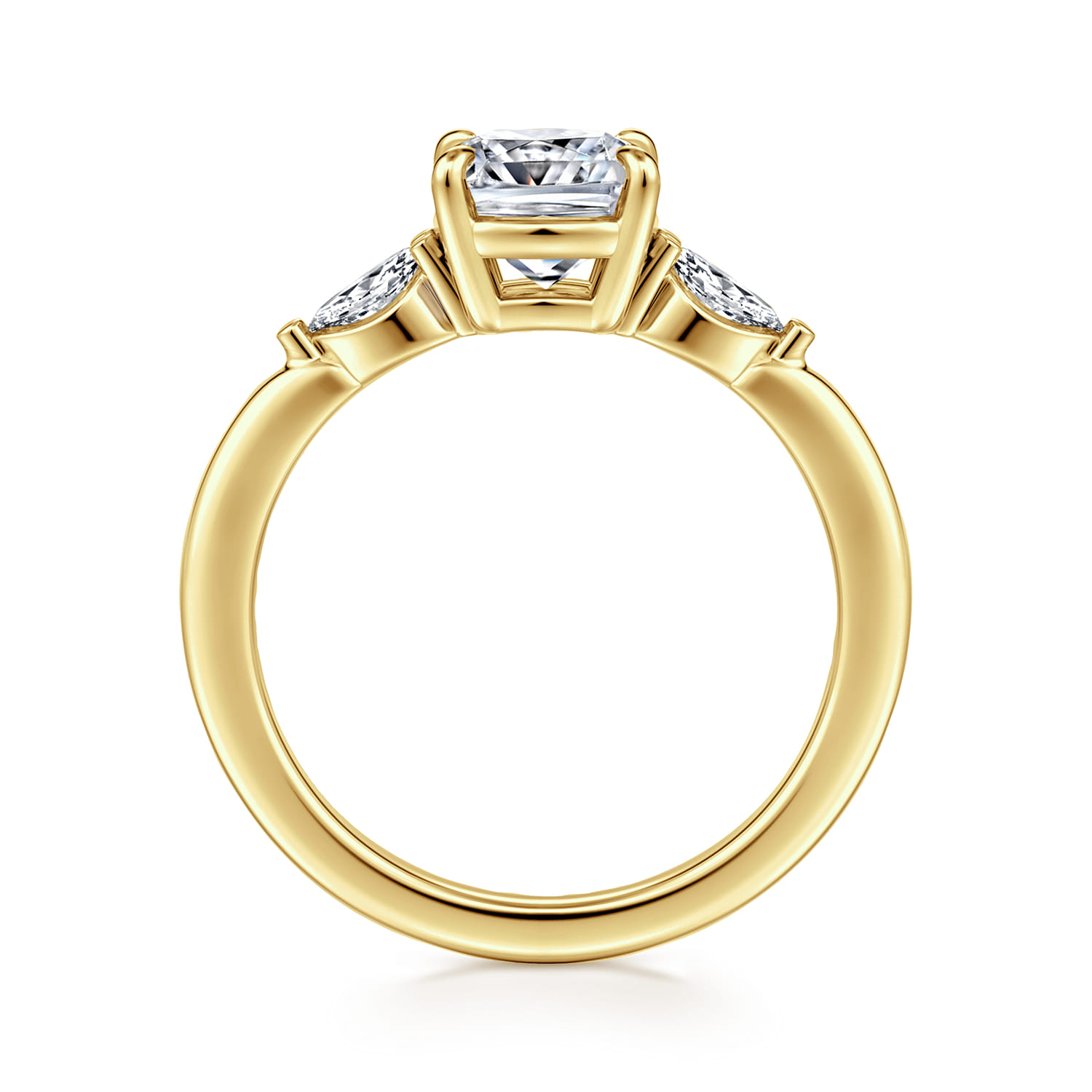 Dela - 14K Yellow Gold Cushion Cut Three Stone Diamond Engagement Ring - 0.17 ct - Shot 2