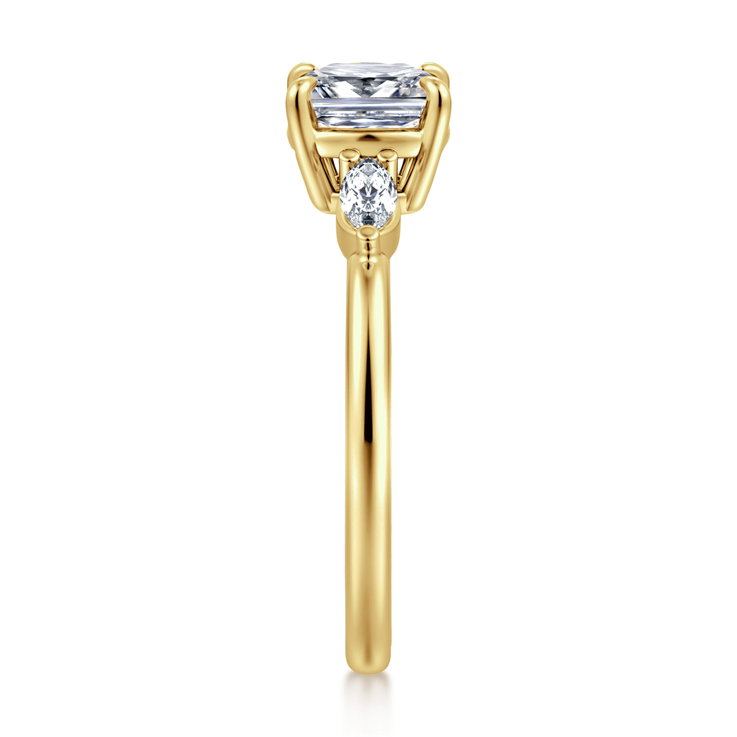 Dela - 14K Yellow Gold Cushion Cut Three Stone Diamond Engagement Ring - 0.17 ct - Shot 4