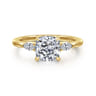Dela - 14K Yellow Gold Cushion Cut Three Stone Diamond Engagement Ring - 0.17 ct