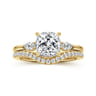Dela - 14K Yellow Gold Cushion Cut Three Stone Diamond Engagement Ring - 0.17 ct