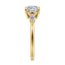 Dela - 14K Yellow Gold Cushion Cut Three Stone Diamond Engagement Ring - 0.17 ct
