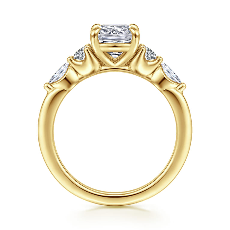 Cian - 14K Yellow Gold Cushion Cut Five Stone Diamond Engagement Ring - 0.34 ct - Shot 2