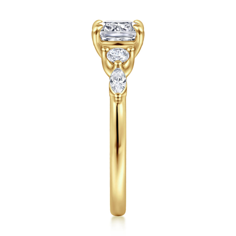 Cian - 14K Yellow Gold Cushion Cut Five Stone Diamond Engagement Ring - 0.34 ct - Shot 4