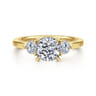 Abbi - 14K Yellow Gold Cushion Cut Three Stone Diamond Engagement Ring - 0.5 ct