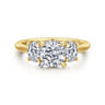 Charisa - 14K Yellow Gold Cushion Cut Three Stone Diamond Engagement Ring - 0.7 ct