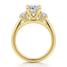 Charisa - 14K Yellow Gold Cushion Cut Three Stone Diamond Engagement Ring - 0.7 ct
