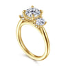Charisa - 14K Yellow Gold Cushion Cut Three Stone Diamond Engagement Ring - 0.7 ct