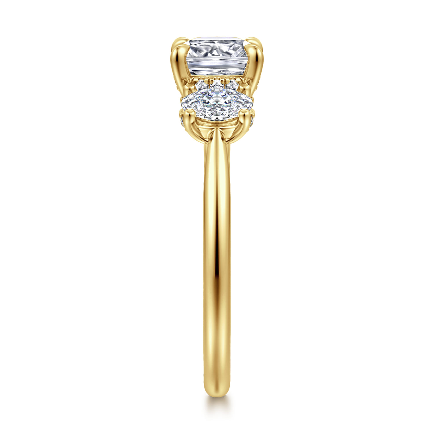 Charisa - 14K Yellow Gold Cushion Cut Three Stone Diamond Engagement Ring - 0.7 ct - Shot 4