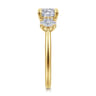 Charisa - 14K Yellow Gold Cushion Cut Three Stone Diamond Engagement Ring - 0.7 ct