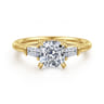 Feana - 14K Yellow Gold Cushion Cut Three Stone Diamond Engagement Ring - 0.35 ct