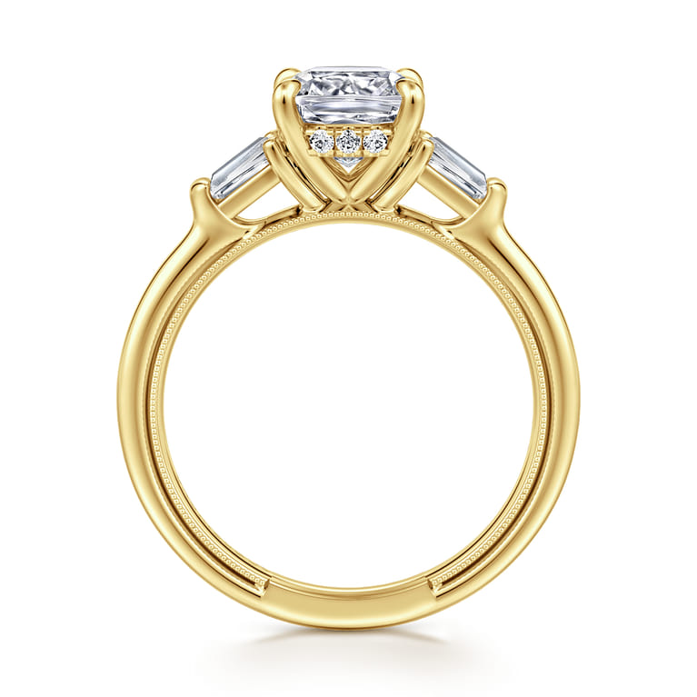 Feana - 14K Yellow Gold Cushion Cut Three Stone Diamond Engagement Ring - 0.35 ct - Shot 2