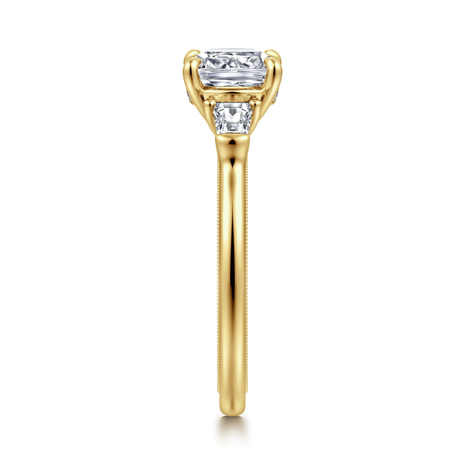 Feana - 14K Yellow Gold Cushion Cut Three Stone Diamond Engagement Ring - 0.35 ct - Shot 4