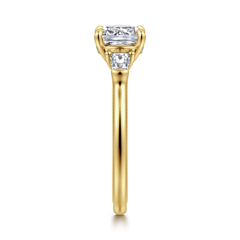 Feana - 14K Yellow Gold Cushion Cut Three Stone Diamond Engagement Ring - 0.35 ct - Shot 4