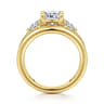Danni - 14K Yellow Gold Cushion Cut Three Stone Diamond Engagement Ring - 0.75 ct