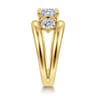 Danni - 14K Yellow Gold Cushion Cut Three Stone Diamond Engagement Ring - 0.75 ct