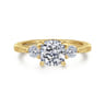 Georgia - 14K Yellow Gold Cushion Cut Three Stone Diamond Engagement Ring - 0.3 ct