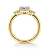 Georgia - 14K Yellow Gold Cushion Cut Three Stone Diamond Engagement Ring - 0.3 ct
