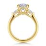 Alesandra - 14K Yellow Gold Half Bezel Cushion Cut Three Stone Diamond Engagement Ring - 0.3 ct