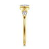 Alesandra - 14K Yellow Gold Half Bezel Cushion Cut Three Stone Diamond Engagement Ring - 0.3 ct