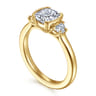 Colleen - 14K Yellow Gold Half Bezel Cushion Cut Three Stone Diamond Engagement Ring - 0.3 ct