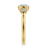 Colleen - 14K Yellow Gold Half Bezel Cushion Cut Three Stone Diamond Engagement Ring - 0.3 ct