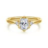 Blaise - 14K Yellow Gold Elongated Cushion Three Stone Diamond Engagement Ring - 0.08 ct