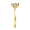 Blaise - 14K Yellow Gold Elongated Cushion Three Stone Diamond Engagement Ring - 0.08 ct