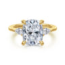Sima - 14K Yellow Gold Elongated Cushion Three Stone Diamond Engagement Ring - 0.3 ct