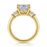 Sima - 14K Yellow Gold Elongated Cushion Three Stone Diamond Engagement Ring - 0.3 ct