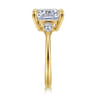 Sima - 14K Yellow Gold Elongated Cushion Three Stone Diamond Engagement Ring - 0.3 ct