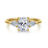 Sima - 14K Yellow Gold Elongated Cushion Three Stone Diamond Engagement Ring - 0.3 ct