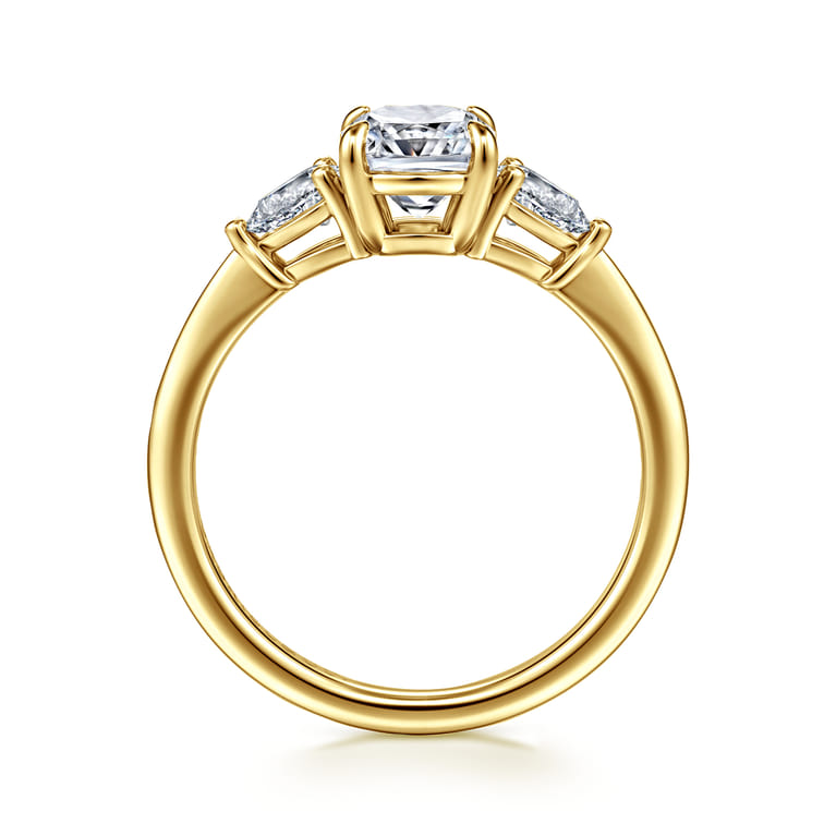 Sima - 14K Yellow Gold Elongated Cushion Three Stone Diamond Engagement Ring - 0.3 ct - Shot 2