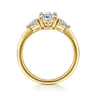 Sima - 14K Yellow Gold Elongated Cushion Three Stone Diamond Engagement Ring - 0.3 ct