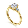 Sima - 14K Yellow Gold Elongated Cushion Three Stone Diamond Engagement Ring - 0.3 ct