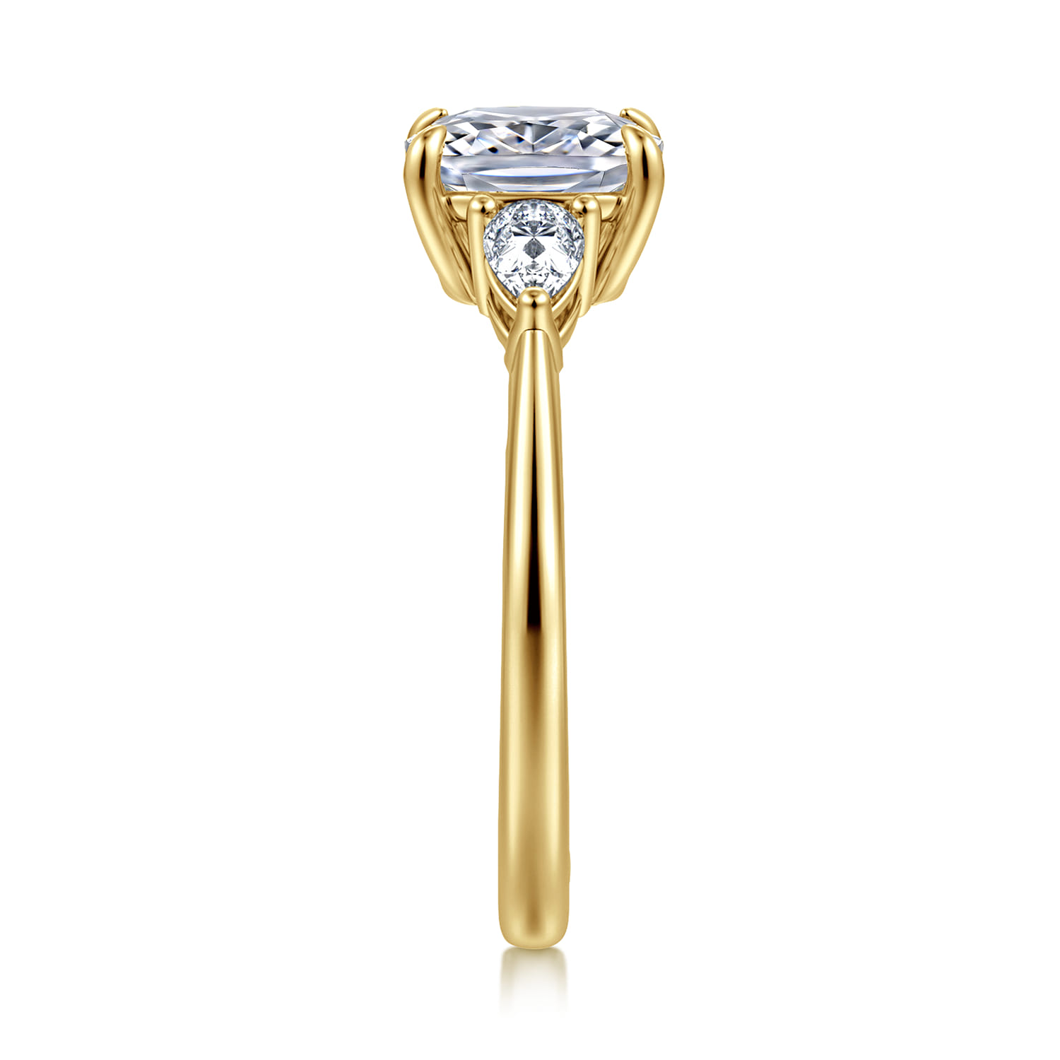 Sima - 14K Yellow Gold Elongated Cushion Three Stone Diamond Engagement Ring - 0.3 ct - Shot 4