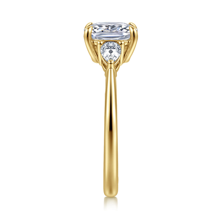 Sima - 14K Yellow Gold Elongated Cushion Three Stone Diamond Engagement Ring - 0.3 ct - Shot 4
