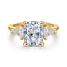 Francia - 14K Yellow Gold Elongated Cushion Diamond Engagement Ring - 0.45 ct