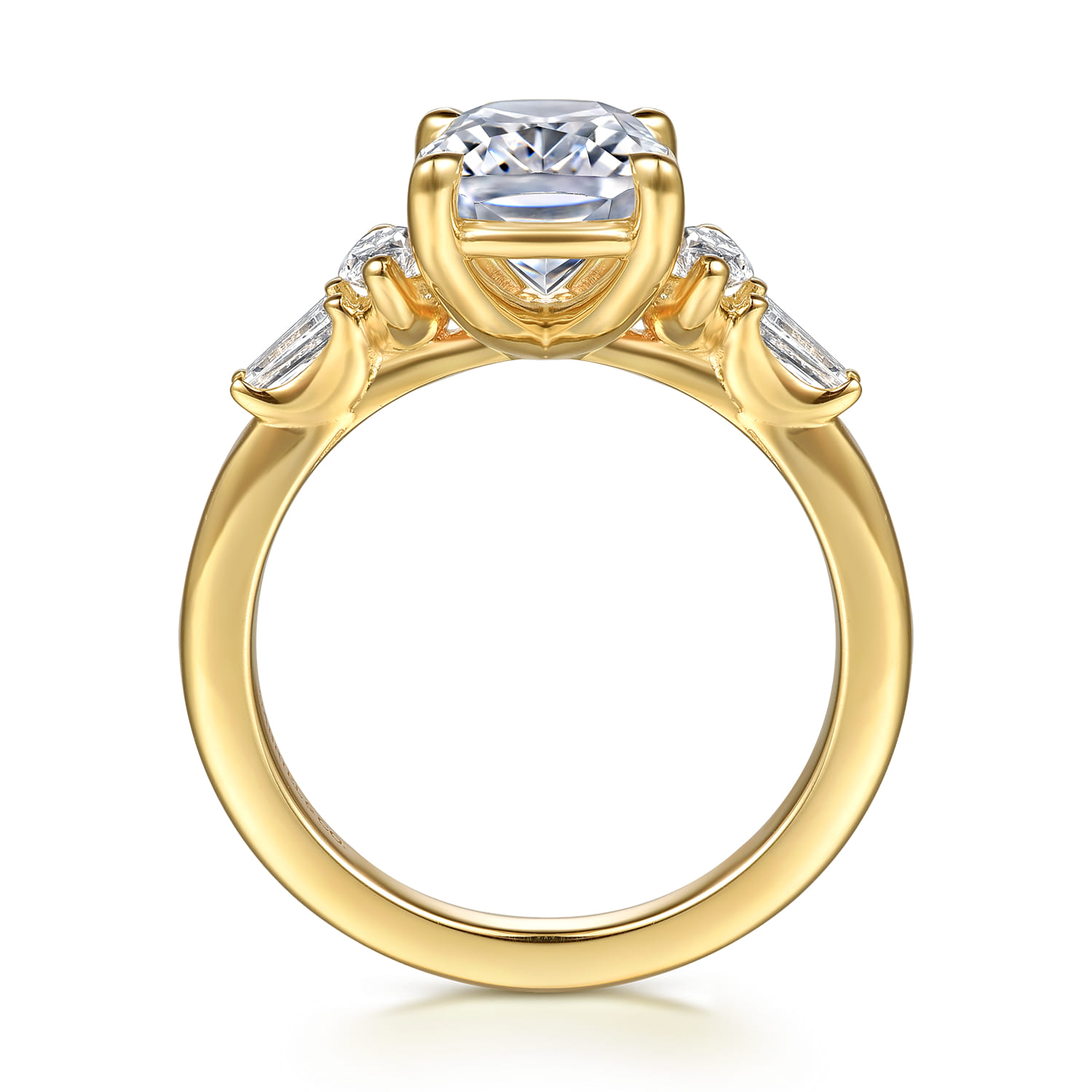 Francia - 14K Yellow Gold Elongated Cushion Diamond Engagement Ring - 0.45 ct - Shot 2