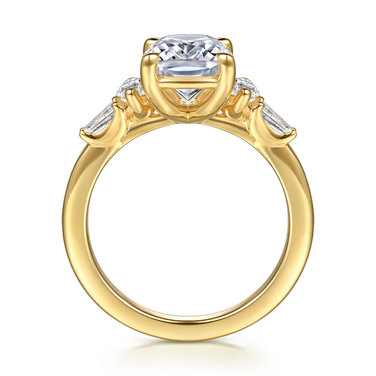 Francia - 14K Yellow Gold Elongated Cushion Diamond Engagement Ring - 0.45 ct - Shot 2