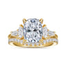 Francia - 14K Yellow Gold Elongated Cushion Diamond Engagement Ring - 0.45 ct
