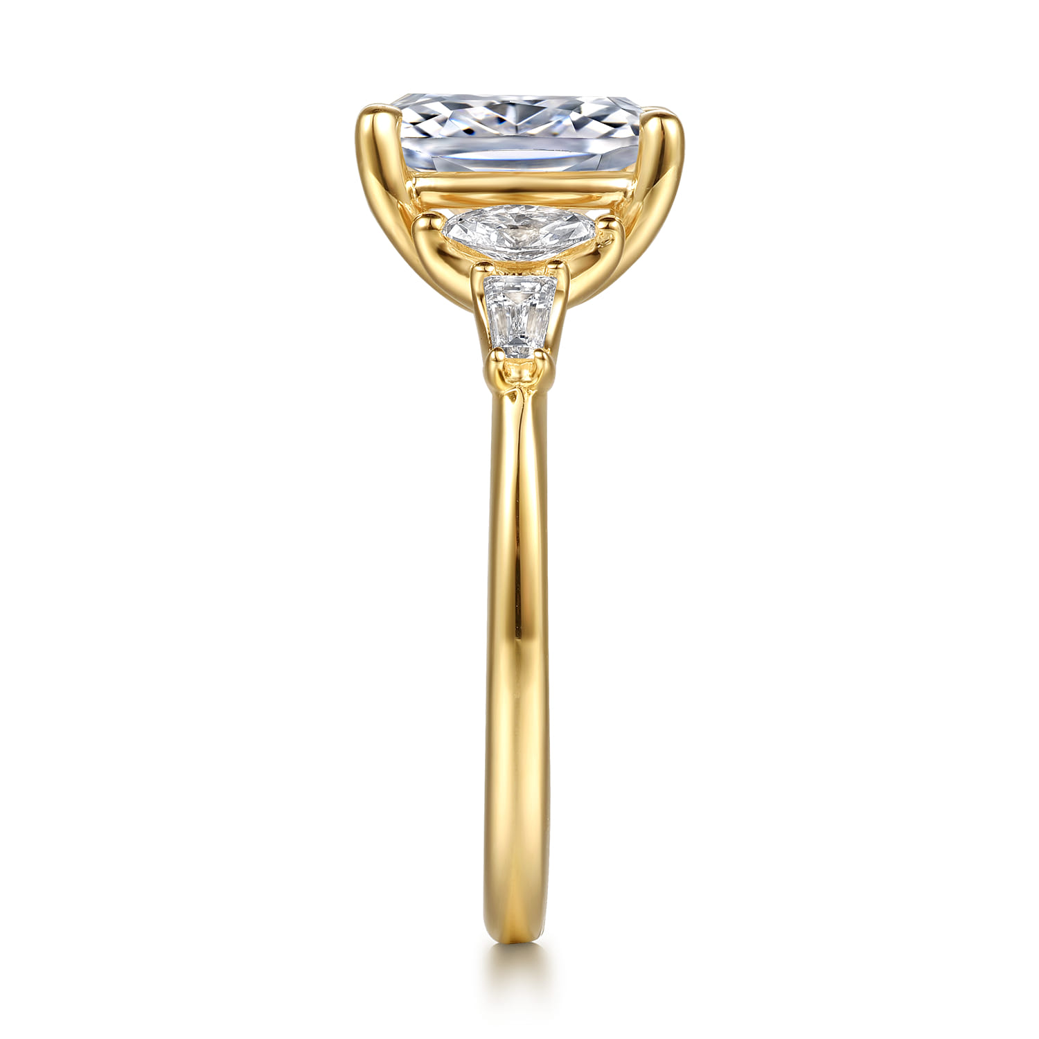Francia - 14K Yellow Gold Elongated Cushion Diamond Engagement Ring - 0.45 ct - Shot 5