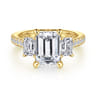 Charlene - 14K Yellow Gold Emerald Cut Three Stone Diamond Engagement Ring - 1.2 ct