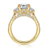 Charlene - 14K Yellow Gold Emerald Cut Three Stone Diamond Engagement Ring - 1.2 ct