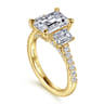 Charlene - 14K Yellow Gold Emerald Cut Three Stone Diamond Engagement Ring - 1.2 ct