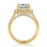 Charlene - 14K Yellow Gold Emerald Cut Three Stone Diamond Engagement Ring - 1.22 ct