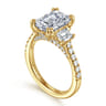 Charlene - 14K Yellow Gold Emerald Cut Three Stone Diamond Engagement Ring - 1.22 ct